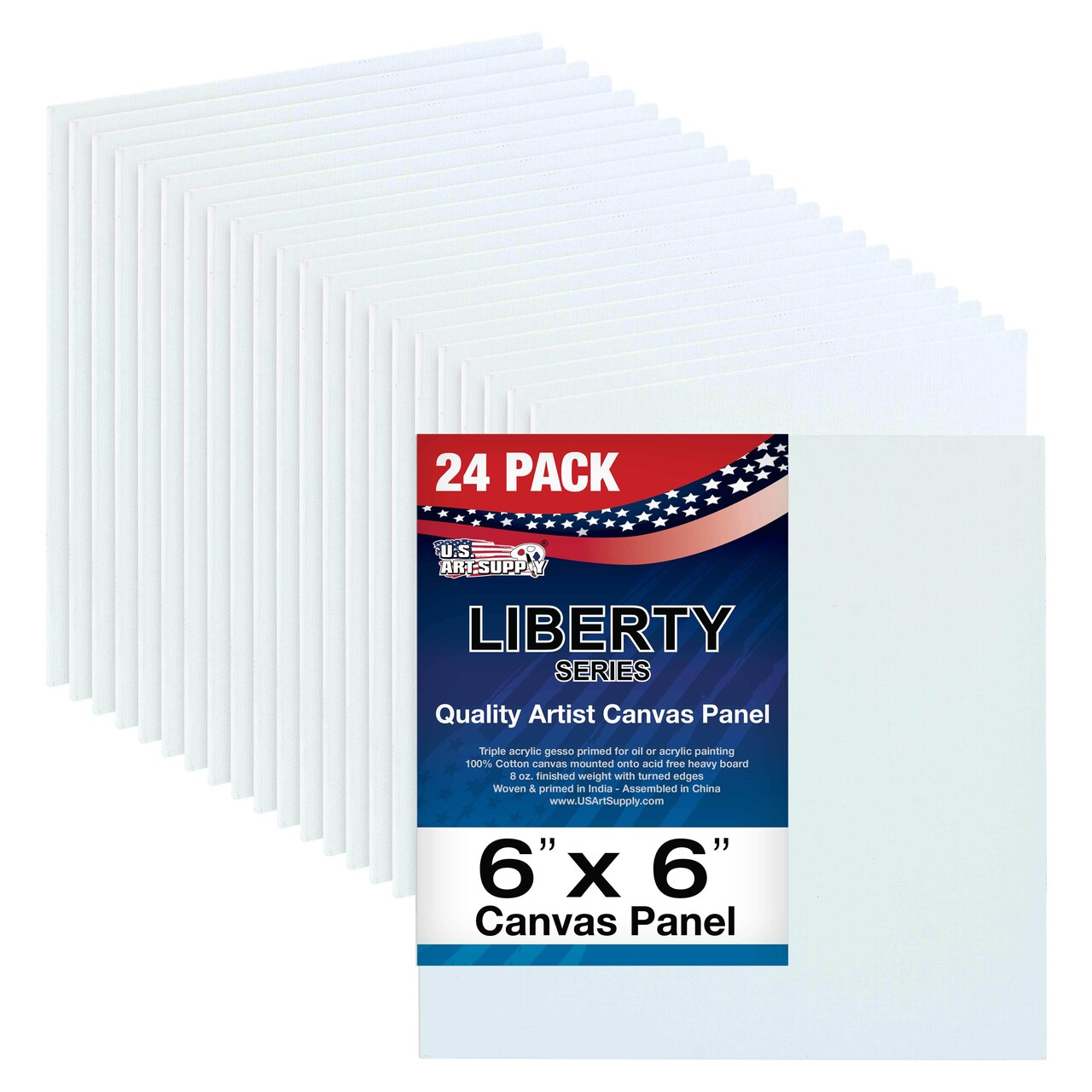 6 X 6 Inch Professional Art Canvas Board Panels 24 Pack - 8 Ounce Heavyweight Cotton Acid Free Canvases for Painting Acrylics and Watercolor (1 Case of 24 Single Canvas Painting Panels)